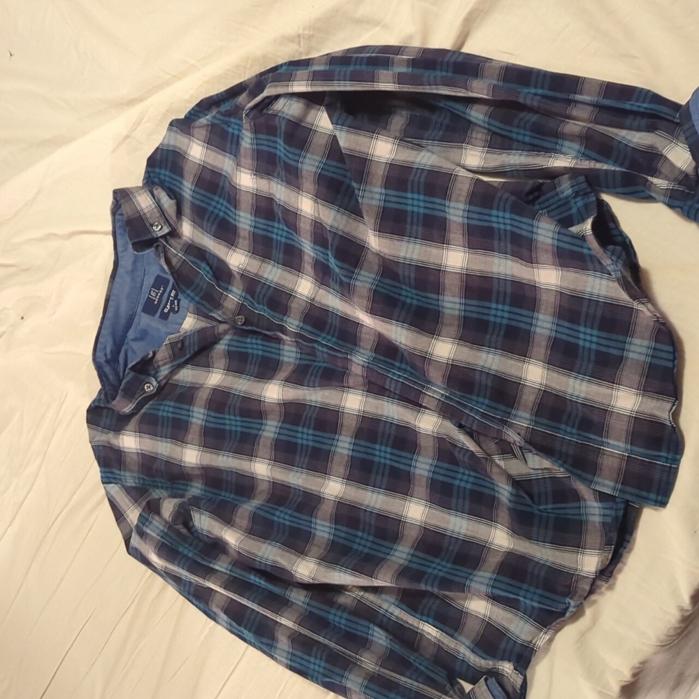 George Dress Shirt Size L (Blue/Dark Blue/White)